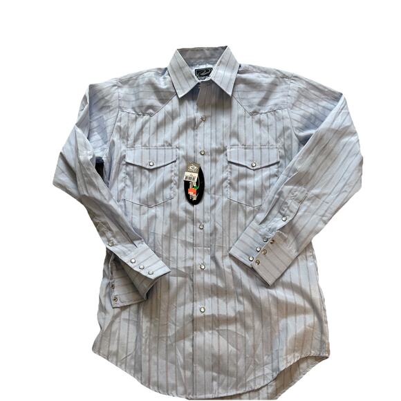 NWT Roper Men's S Long Sleeve Pearl Snaps Gray Striped Western Shirt - Picture 1 of 6